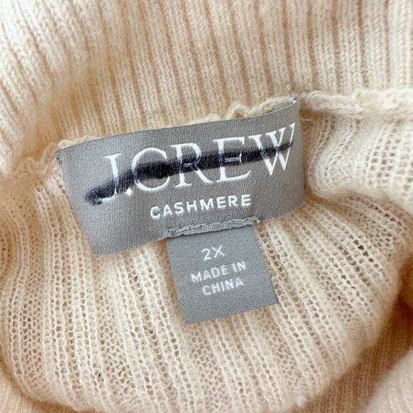 NEW J.Crew Featherweight Cashmere Turtleneck Sweater Rhinestones Buttercream 2X - Picture 8 of 16